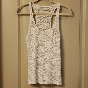 Gilly Hicks M White Lace Tank